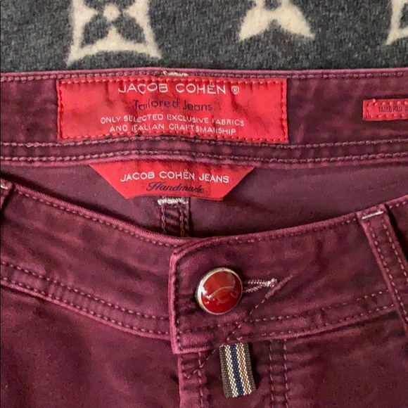 EUC Jacob Cohen velour burgundy jeans - Picture 4 of 9